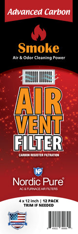 Smoke Odor Reducing Advanced Carbon Air Vent Filters 4x12 (Register Vent Filters) 1 Pack of 12