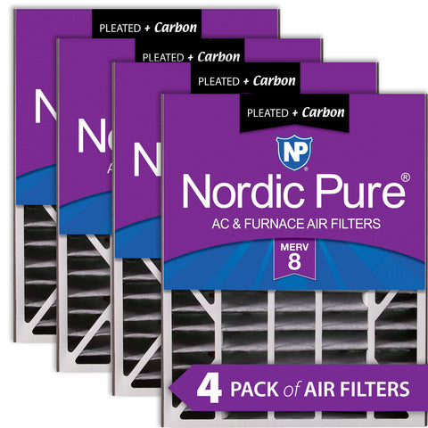 Air Bear 20x25x5 (4 7/8) Air Filter Replacement MERV 8 Pleated Plus Carbon 4 Pack