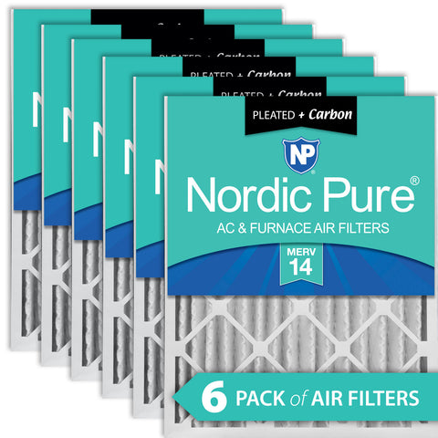 18x24x4 (3 5/8) Pleated Air Filters MERV 14 Plus Carbon 6 Pack