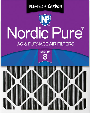 18x24x4 (3 5/8) Furnace Air Filters MERV 8 Pleated Plus Carbon 1 Pack