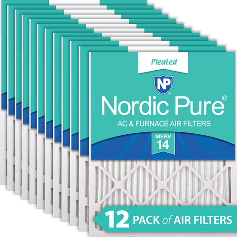 12x24x1 Pleated MERV 14 Air Filters 12 Pack