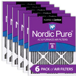 14x25x1 Furnace Air Filters MERV 8 Pleated Plus Carbon 6 Pack