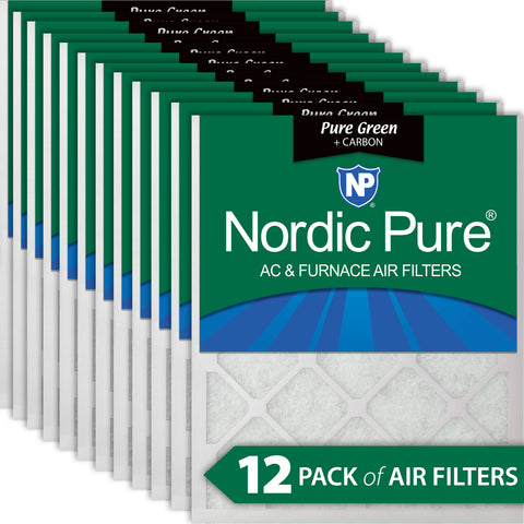 14x25x1 Pure Green Plus Carbon Eco-Friendly AC Furnace Air Filters 12 Pack