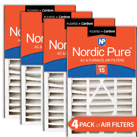 Air Bear 16x25x5 (4 7/8) Air Filter Replacement MERV 15 Plus Carbon 4 Pack