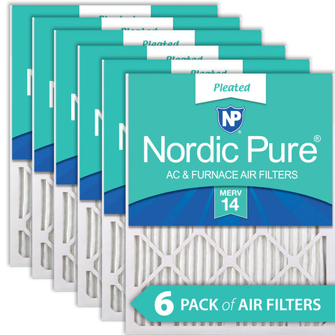 16x24x1 Pleated MERV 14 Air Filters 6 Pack