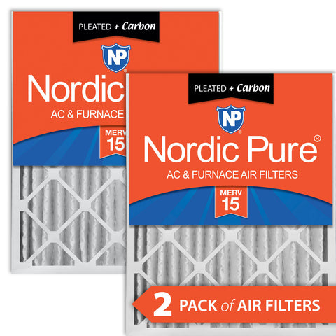 16x24x4 (3 5/8) Pleated Air Filters MERV 15 Plus Carbon 2 Pack