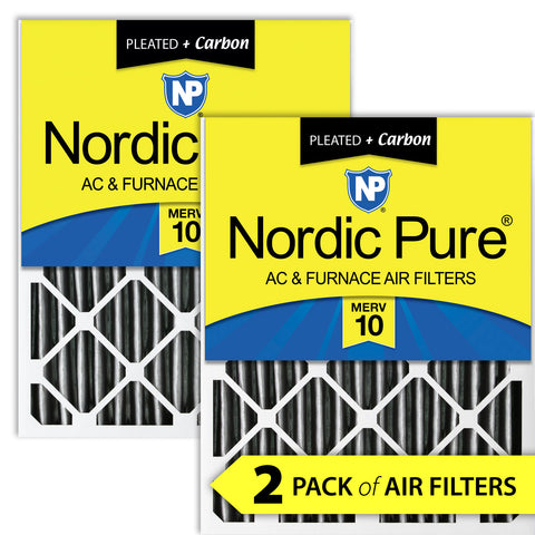18x24x4 (3 5/8) Furnace Air Filters MERV 10 Pleated Plus Carbon 2 Pack