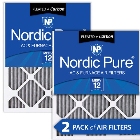 10x10x1 Furnace Air Filters MERV 12 Pleated Plus Carbon 2 Pack