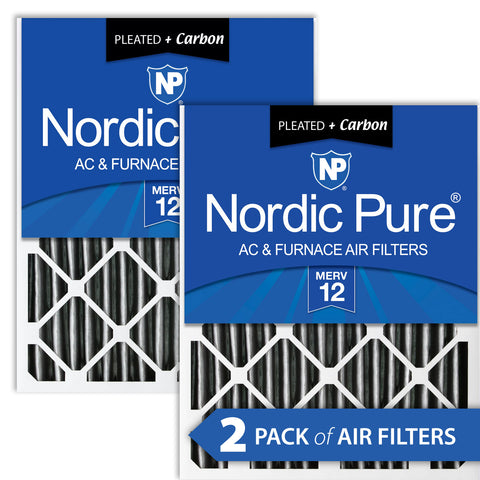 18x24x4 (3 5/8) Furnace Air Filters MERV 12 Pleated Plus Carbon 2 Pack