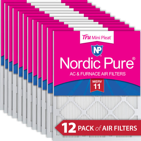 16x20x1 Nordic Pure Tru Mini Pleat MERV 11 AC Furnace Air Filters 12 Pack