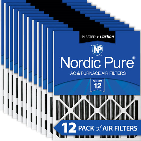 10x20x2 Furnace Air Filters MERV 12 Pleated Plus Carbon 12 Pack