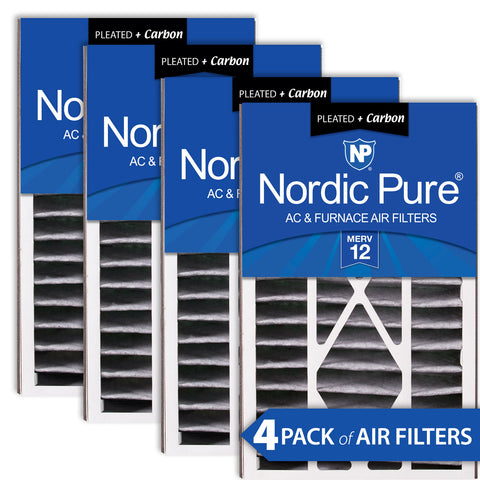 Air Bear 16x25x5 (4 7/8) Air Filter Replacement MERV 12 Pleated Plus Carbon 4 Pack