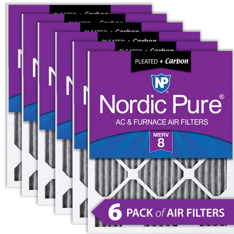 16x30x1 Furnace Air Filters MERV 8 Pleated Plus Carbon 6 Pack