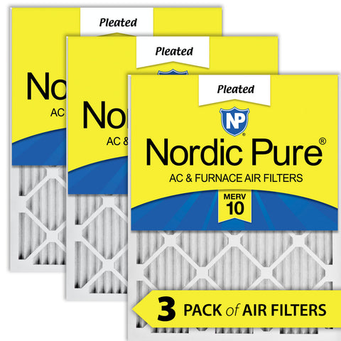 10x24x1 Pleated MERV 10 Air Filters 3 Pack