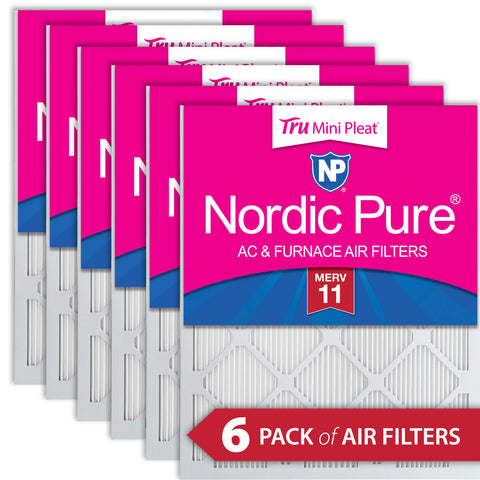16x25x1 Nordic Pure Tru Mini Pleat MERV 11 AC Furnace Air Filters 6 Pack
