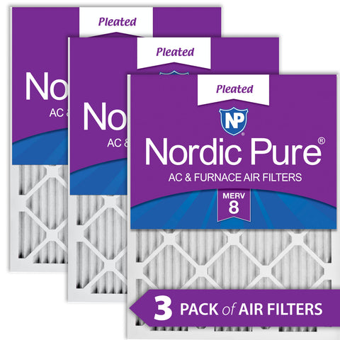 10x24x1 Pleated MERV 8 Air Filters 3 Pack