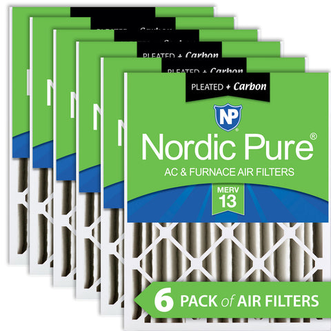 20x20x4 (3 5/8) Pleated Air Filters MERV 13 Plus Carbon 6 Pack