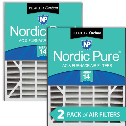 Air Bear 20x25x5 (4 7/8) Air Filter Replacement MERV 14 Plus Carbon 2 Pack
