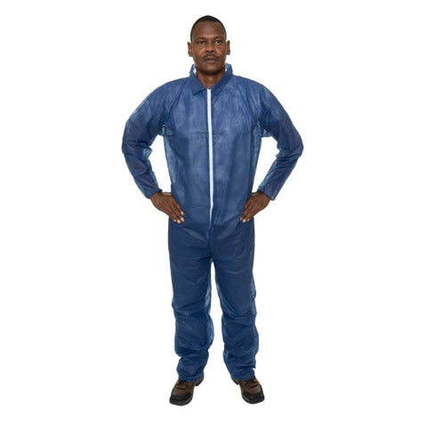 Enviroguard Polypropylene Navy Blue Coverall, Elastic Wrist, Open Ankle - Size 5XL - Case of 25