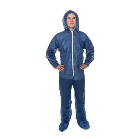 Enviroguard Polypropylene Blue Coverall with Hood and Boot - Size XL - Case of 25